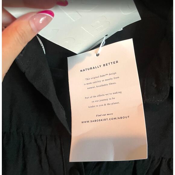 Sabo Black Luna Top Tiered Ruffle Cotton Ramie Button Front Blouse - Size S - Picture 5 of 11